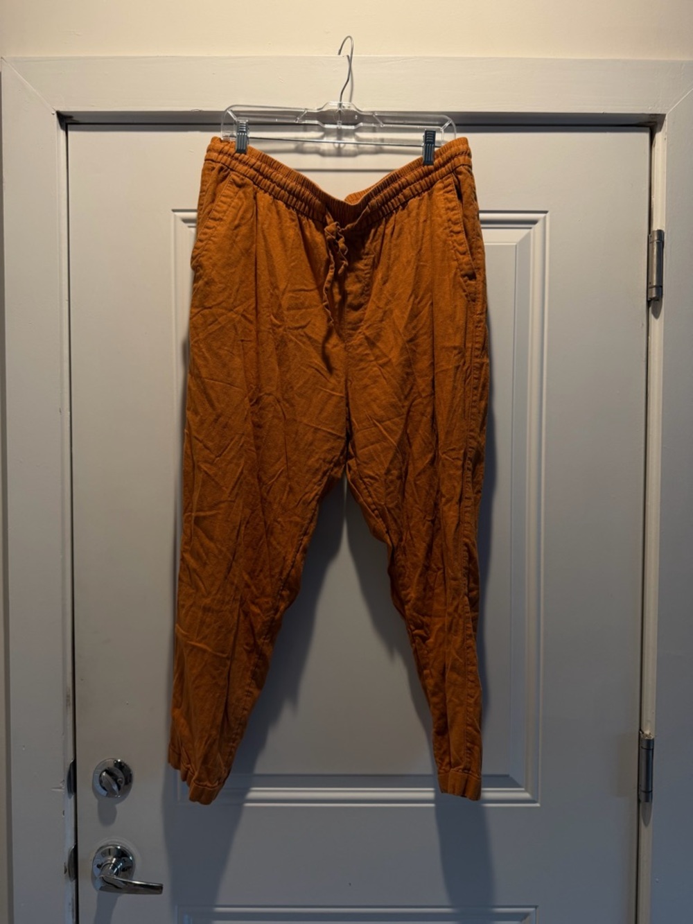 Old Navy Drawstring Linen Straight Leg Pants- Rust Orange